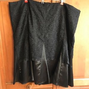Black lace/silk below knee skirt